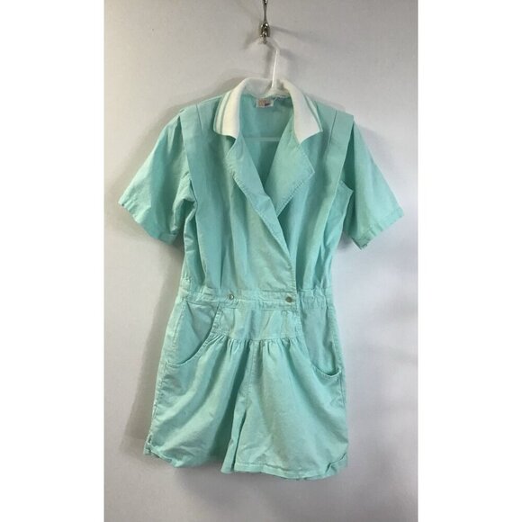 Vintage 80s Apricot Bay Aqua Summer Romper Indie Sleaze/Retro M - Picture 3 of 4